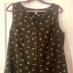 Croft & Barrow Zebra Print Button-up Tank